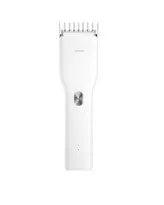 Black cordless hair clipper with ceramic blades and adjustable length comb
