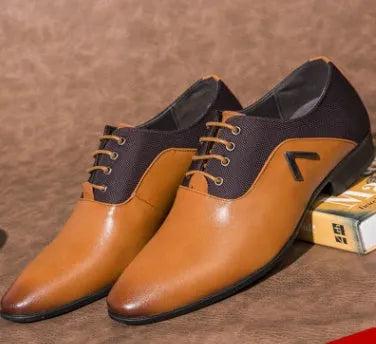 Men's extra large Oxford shoes in black, brown and yellow colours with artificial PU upper and rubber sole