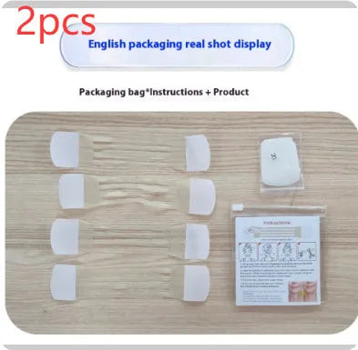 Skin colour neck firming adhesive tape set with four slings and twenty patches.
