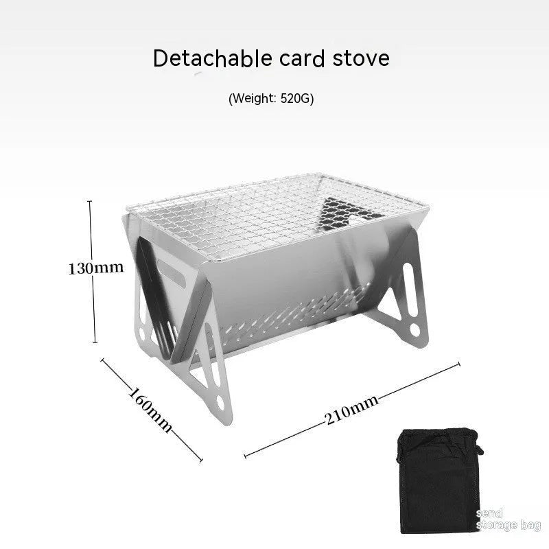 Large stainless steel folding barbecue oven with grill rack and storage bag