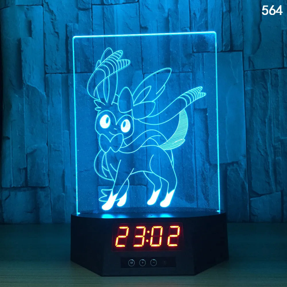 Glowing blue dolphin 3D night light with wireless charging base and remote control on wooden table