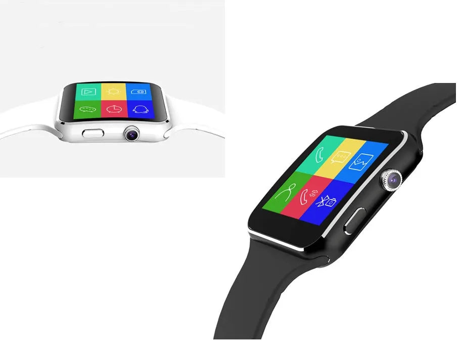 Smart watch with 1.54-inch touch screen and black silicone strap on a wrist