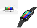 Smart watch with 1.54-inch touch screen and black silicone strap on a wrist