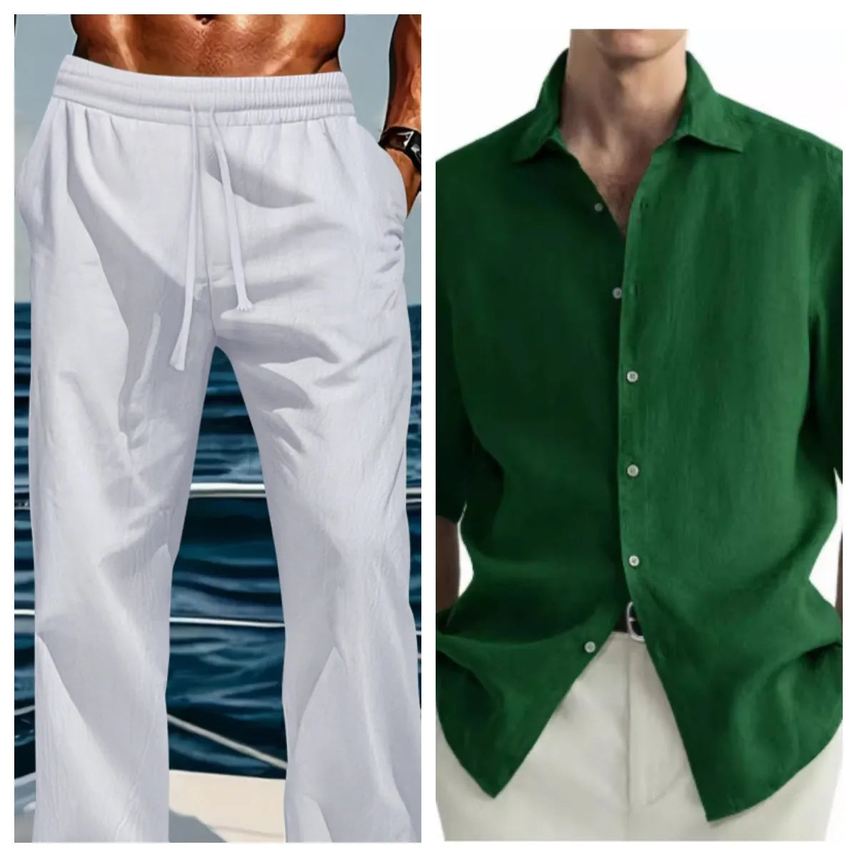 Men's green washed cotton casual shirt with cardigan-style button front in regular fit