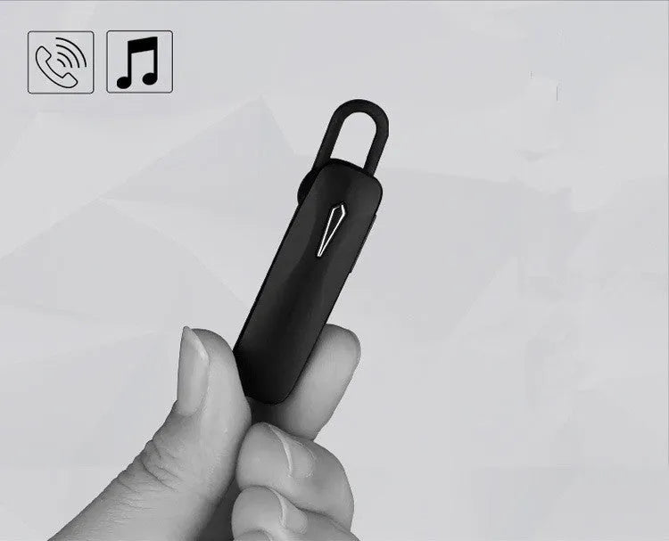 M163 Bluetooth car headset with call and music controls shown in black and white colour options