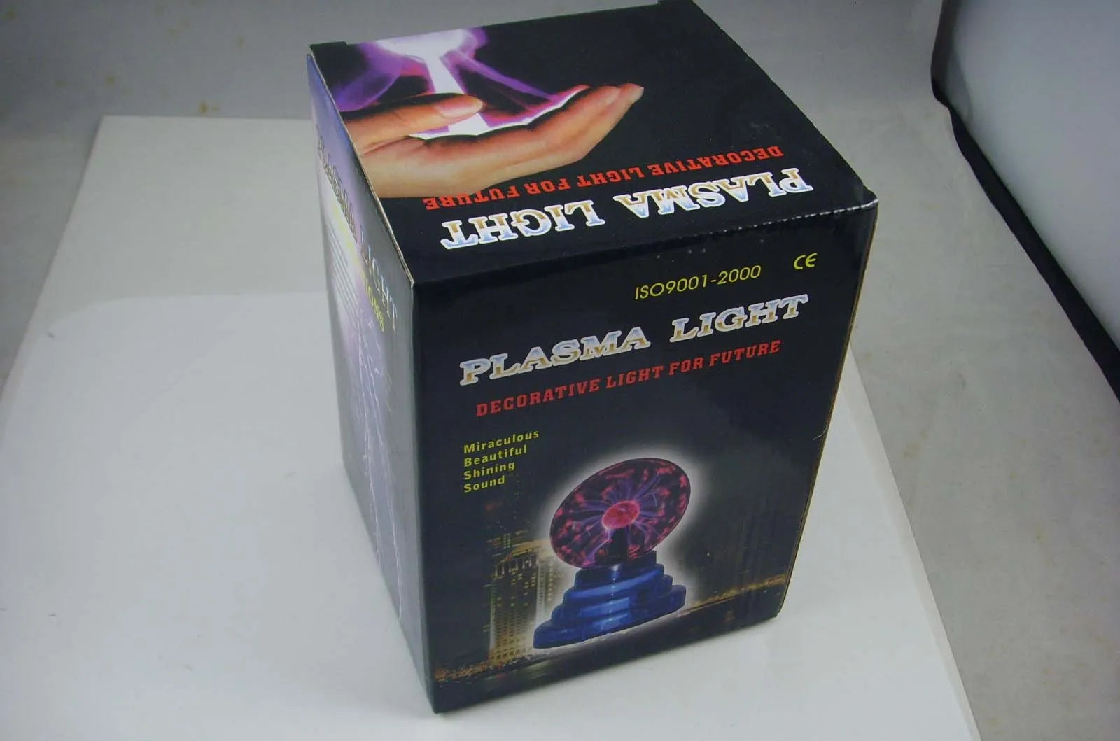 Coloured glass magic ball light on ABS base with USB cable for desk decoration