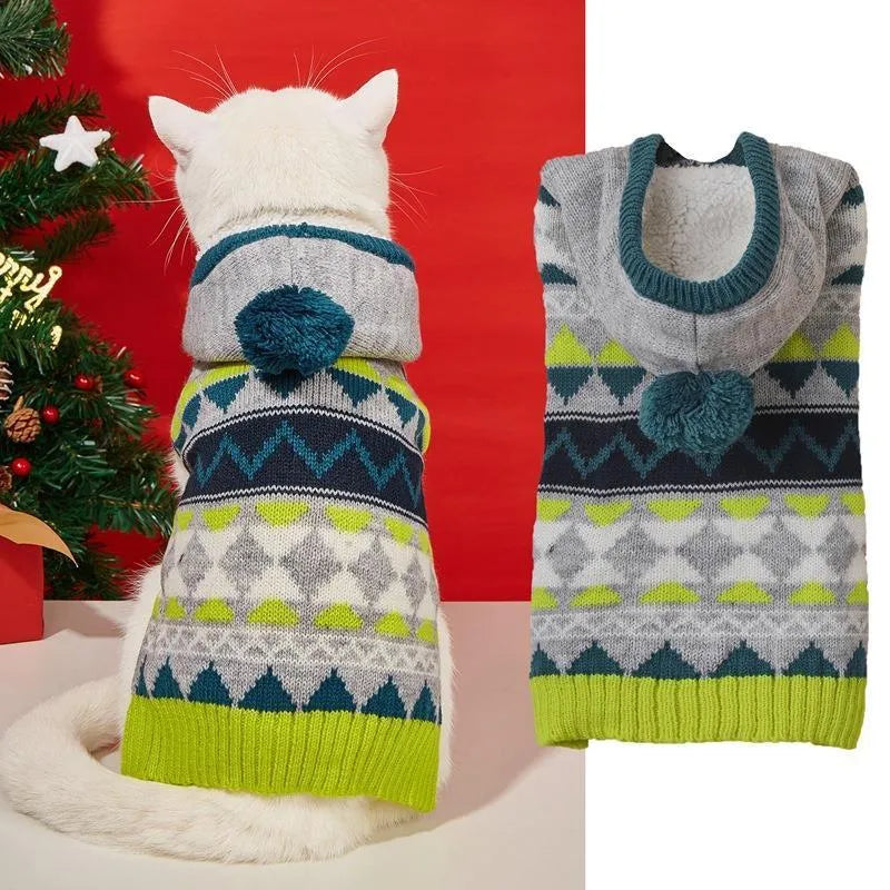Diamond pattern pet sweater for dogs in acrylic knit material