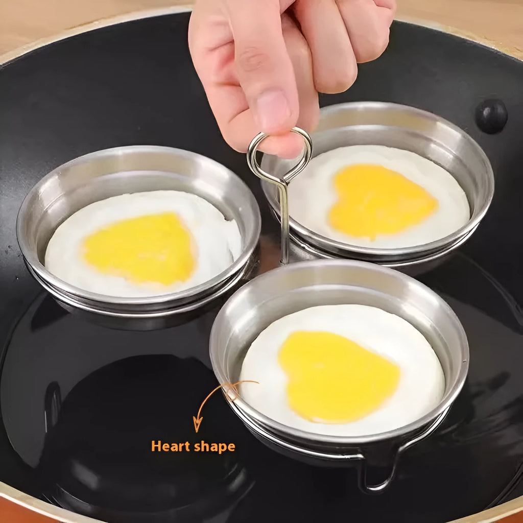 Mini heart-shaped egg steamer in stainless steel for single boiled egg preparation