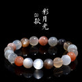 Natural moonstone bracelet with 8mm beads in colourful moon light colour variation
