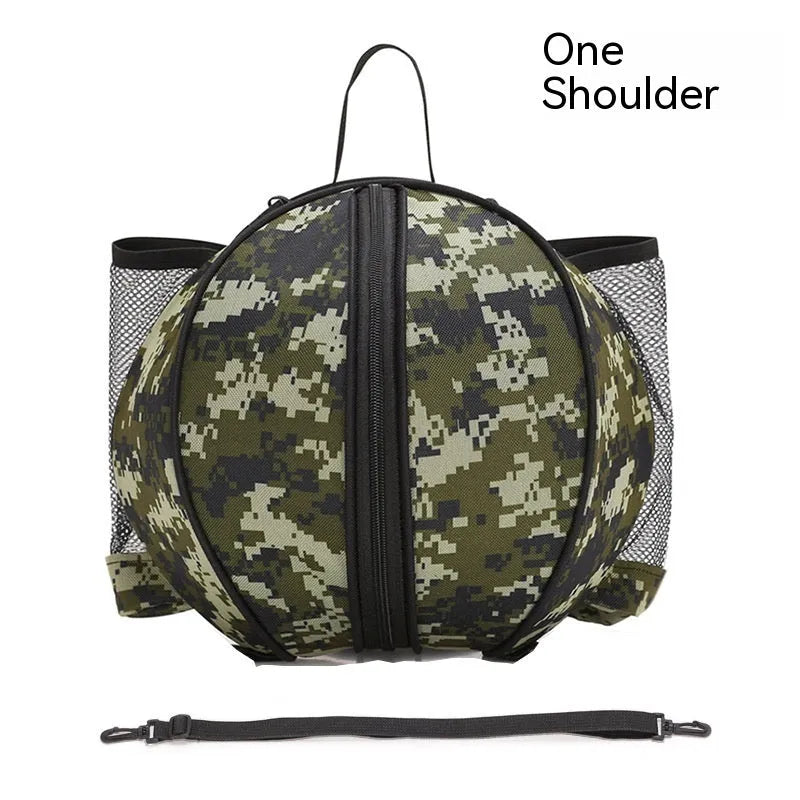 Oxford cloth basketball training bag in black, shown in one-shoulder and two-shoulder backpack styles