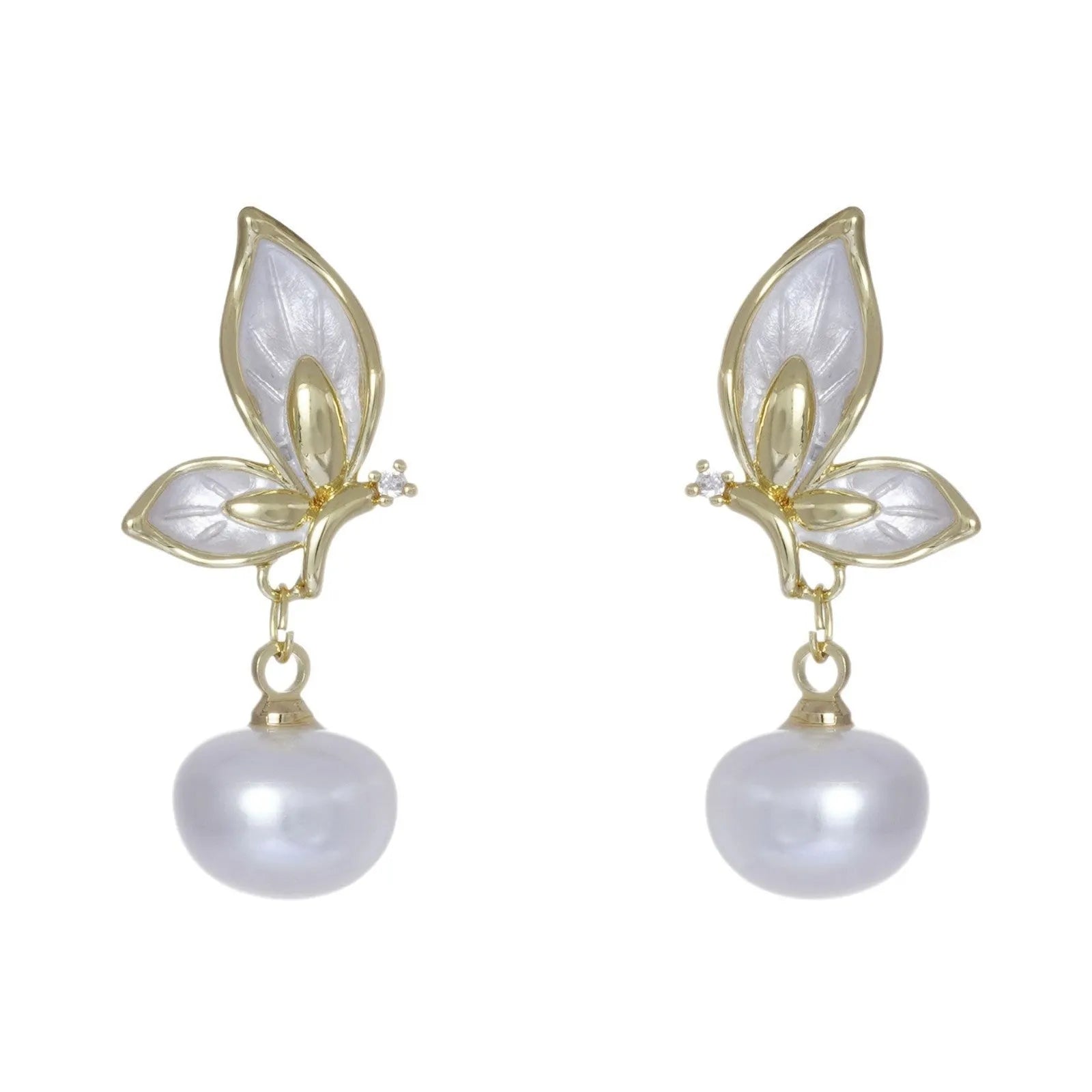 Zircon painting oil electroplated copper butterfly earrings for women, simple design PT0203