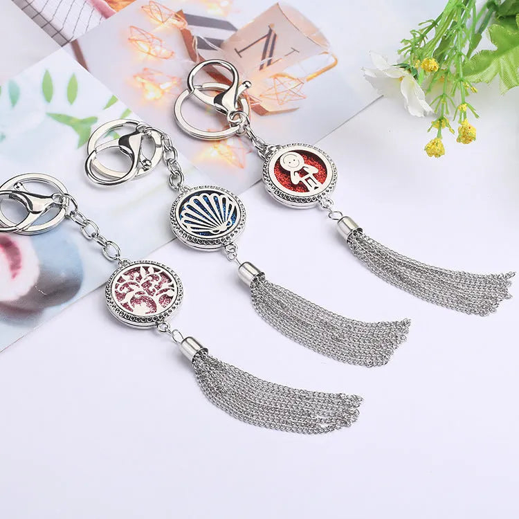 Alloy tassel aromatherapy car pendant with chain for vehicle fragrance diffusion