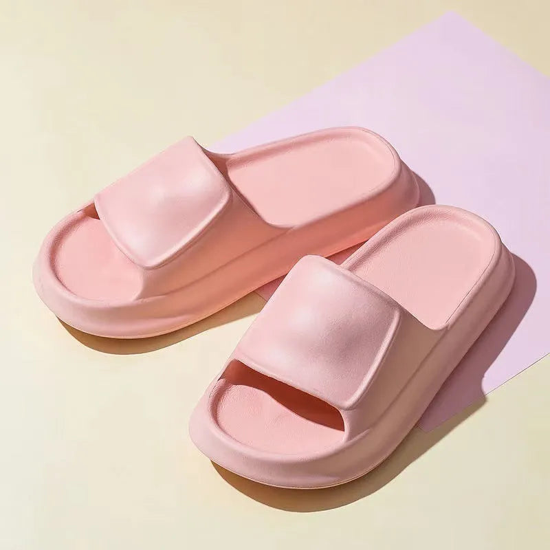 Soft EVA bathroom slippers with 3.5cm thick sole in seven colour options