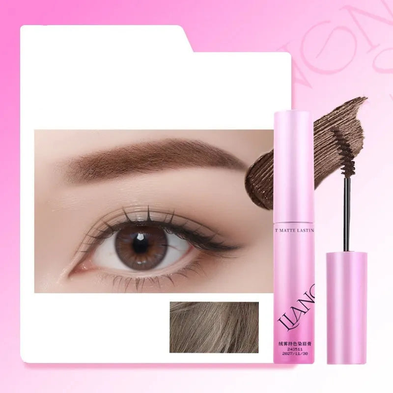 Velvet finish eyebrow cream pot in 4.5g size with four natural shade options
