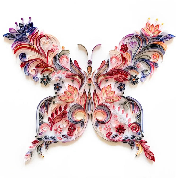 20 inch handmade butterfly quilling paper craft wall decoration with tools in blue or pink