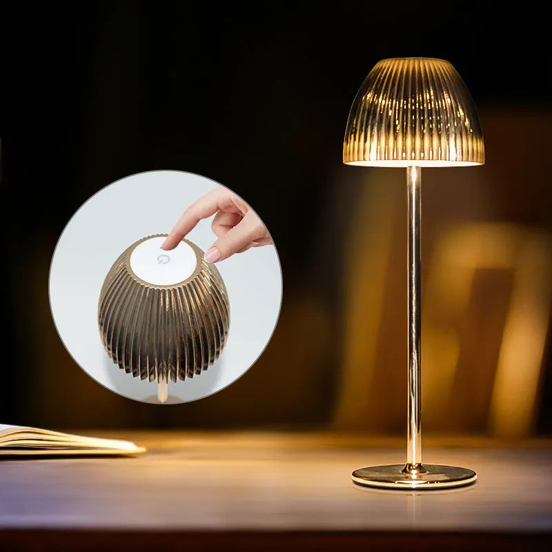 Ins pattern dimming small night lamp with thin round base in black or white colour options