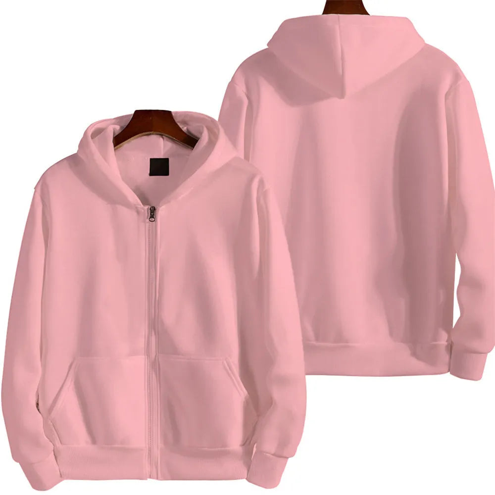 Men's loose fit solid colour sports zipper jacket in polyester spandex fabric