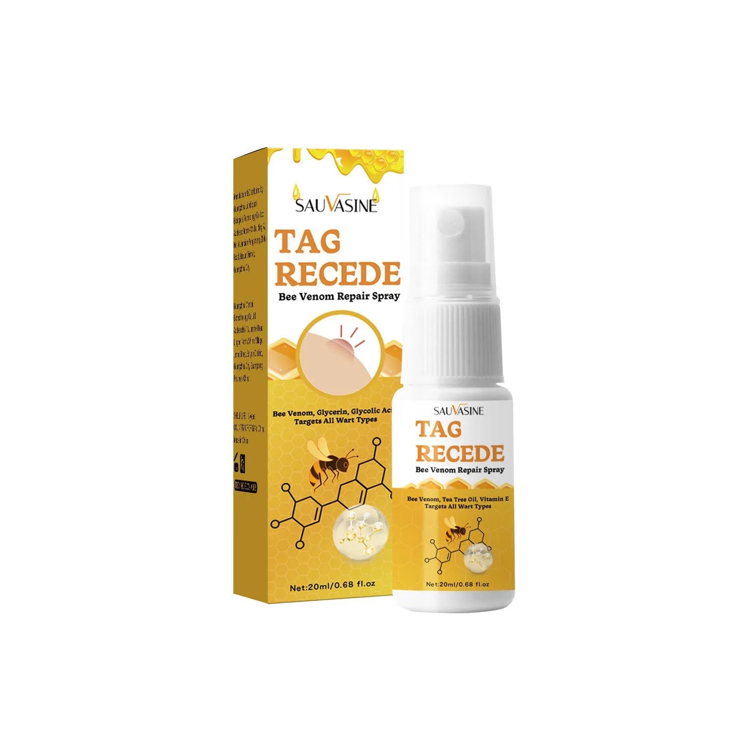 Bee Wart Spray skin treatment cream bottle 20ml for moles and skin bumps