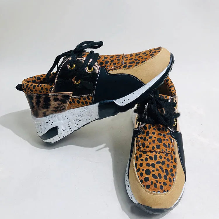Women's casual wedge heel sports shoes in suede with animal print options