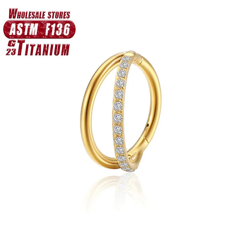 F136 titanium alloy fork nose ring body jewellery in silver, gold, black, and rose gold colours.