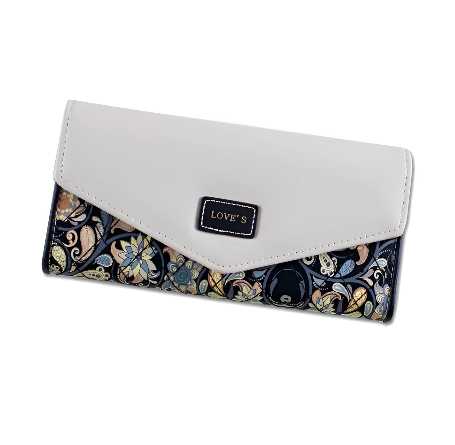 Tri-fold student wallet with buckle closure in multiple colour options showing dimensions