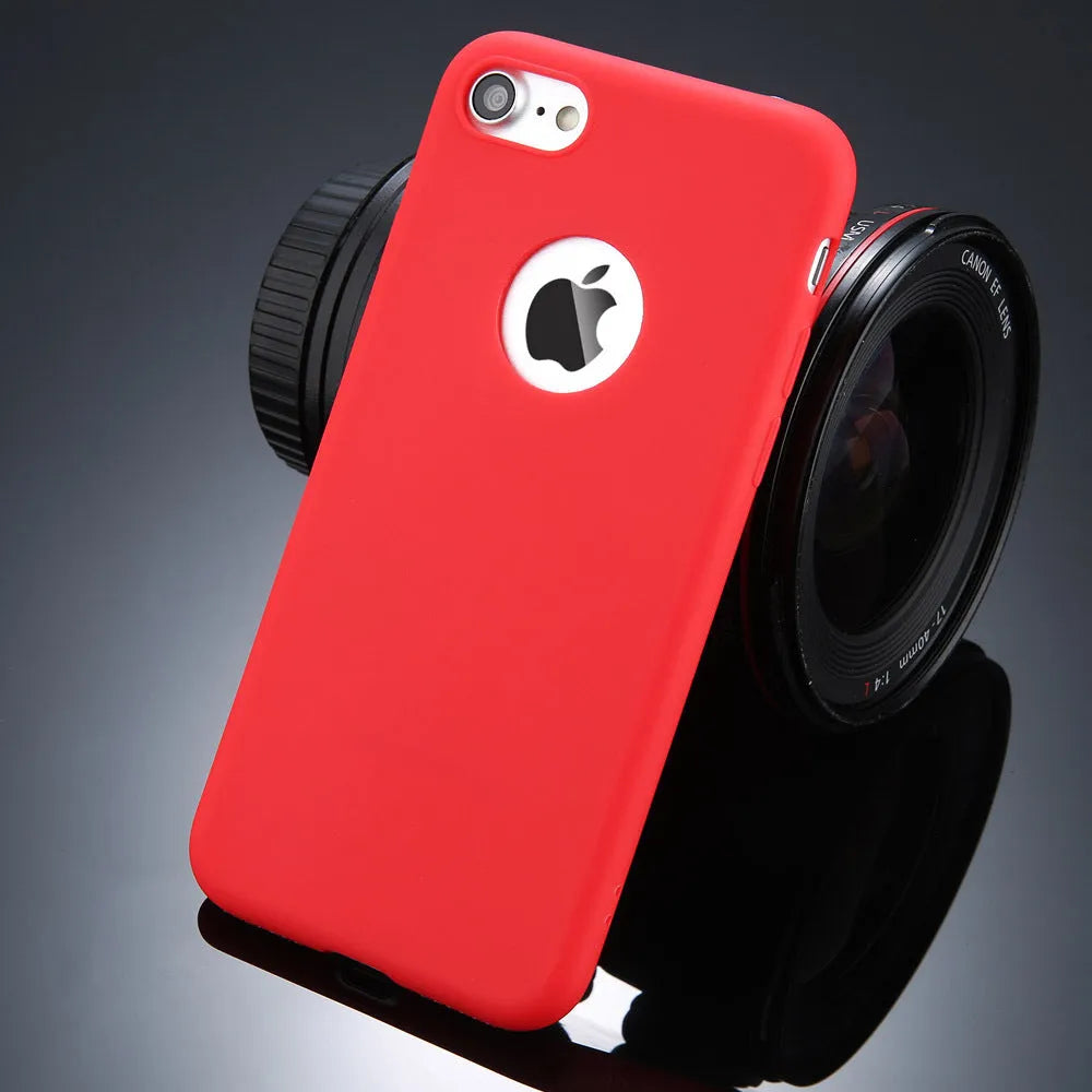 Candy colour soft silicone TPU phone case for iPhone with plain back in six colour options
