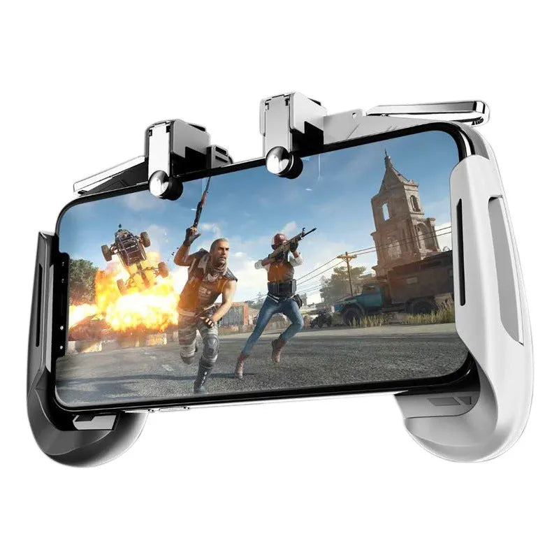 Adjustable mobile game handle for smartphones in black colour with ergonomic grip and control buttons