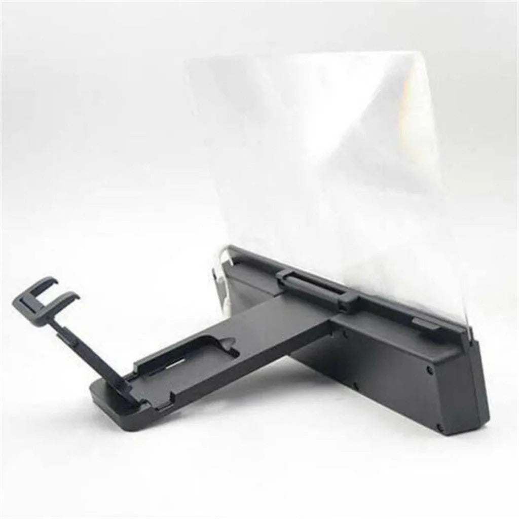12-inch mobile phone screen amplifier with built-in speakers and adjustable gooseneck stand folded for storage