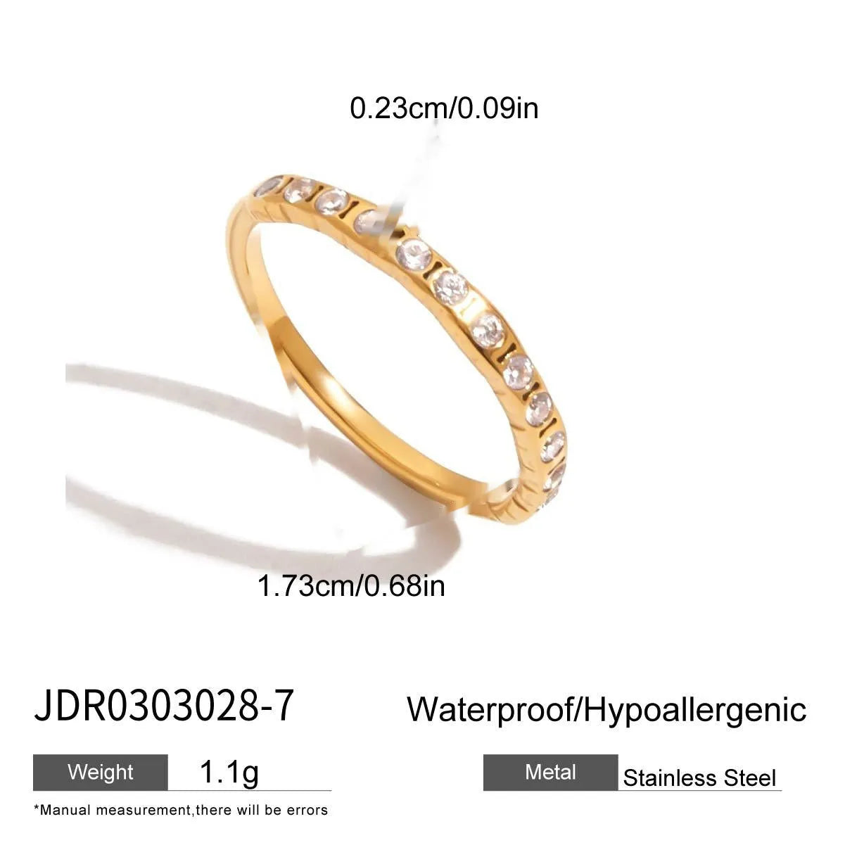 Geometry design titanium steel zircon ring on a hand, showing stainless steel band and contemporary styling.