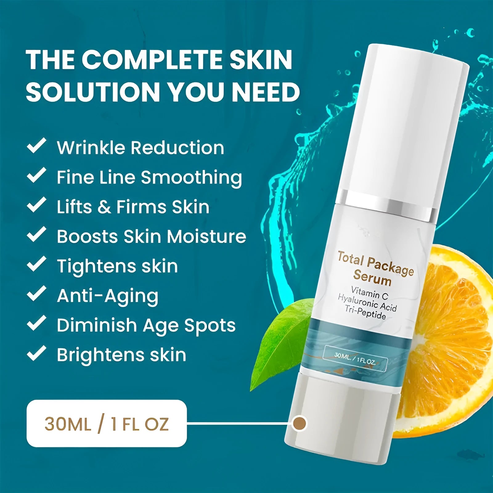 30ml facial essence bottle for moisturising and nourishing skincare with brightening benefits