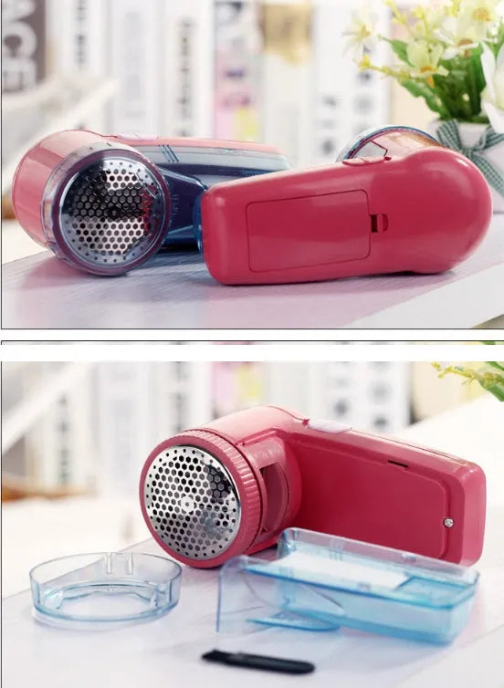 Portable electric lint remover for clothing on a white background