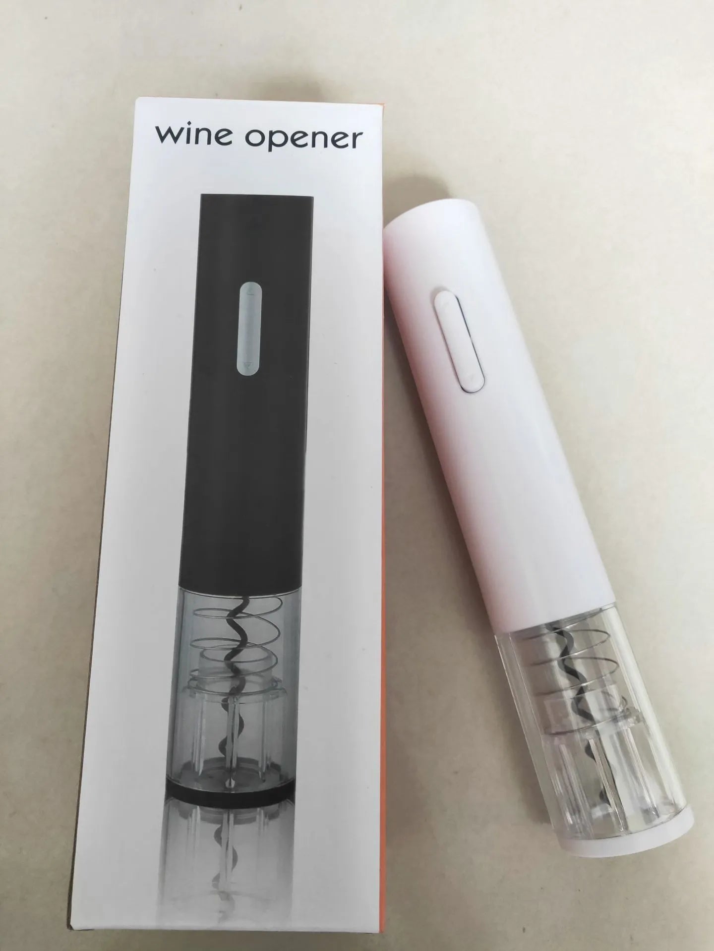 Black electric wine bottle opener with foil cutter, 23.5 cm length