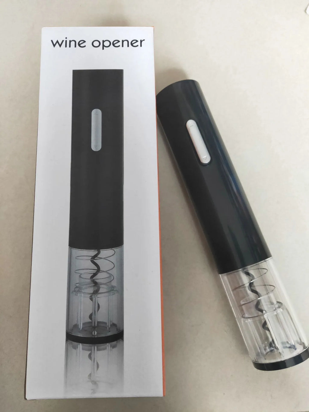 Black electric wine bottle opener with foil cutter, 23.5 cm length