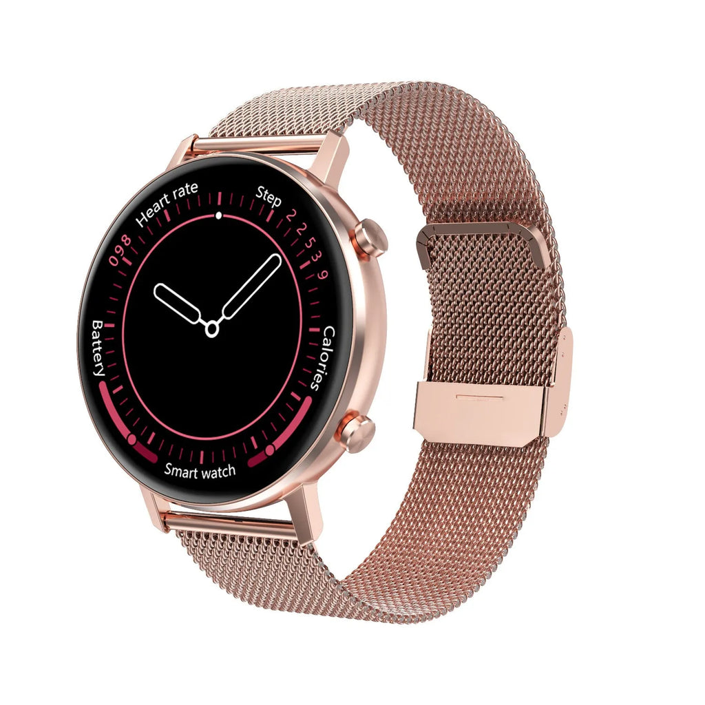 DT96 smart fitness tracker bracelet with steel strap and 1.3 inch colour display screen