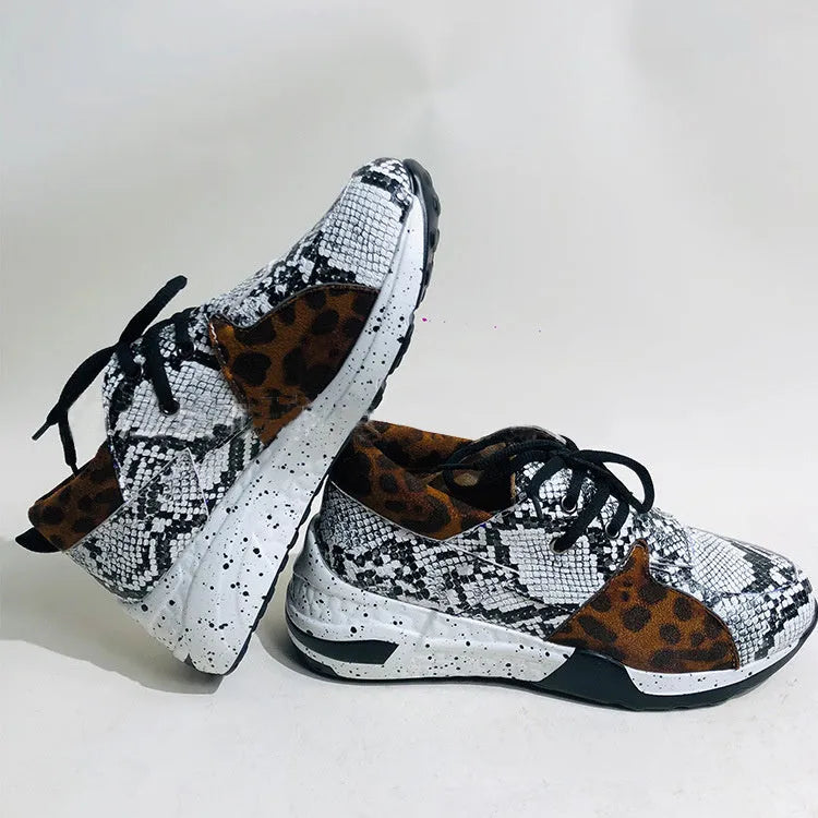 Women's casual wedge heel sports shoes in suede with animal print options