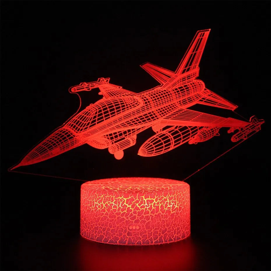 Cartoon airplane shaped night light with acrylic shade and touch switch
