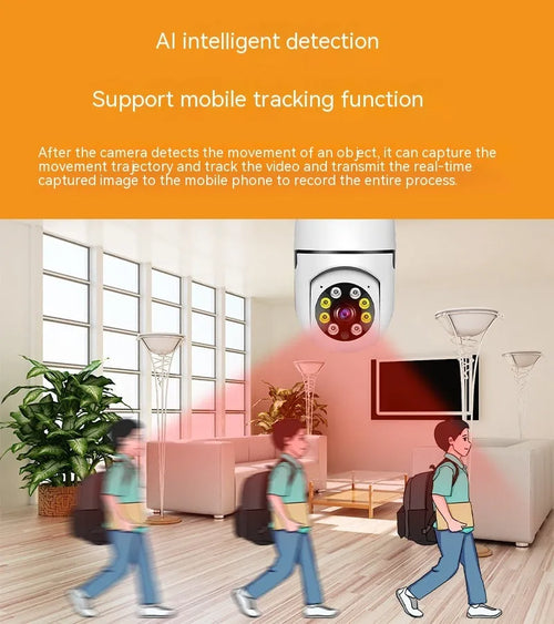 Wireless wifi bulb security camera with compact 5cm design for indoor outdoor monitoring