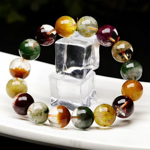 Crystal bracelet with ghost cornucopia design in four seasons colours and 10mm retro ethnic ball style