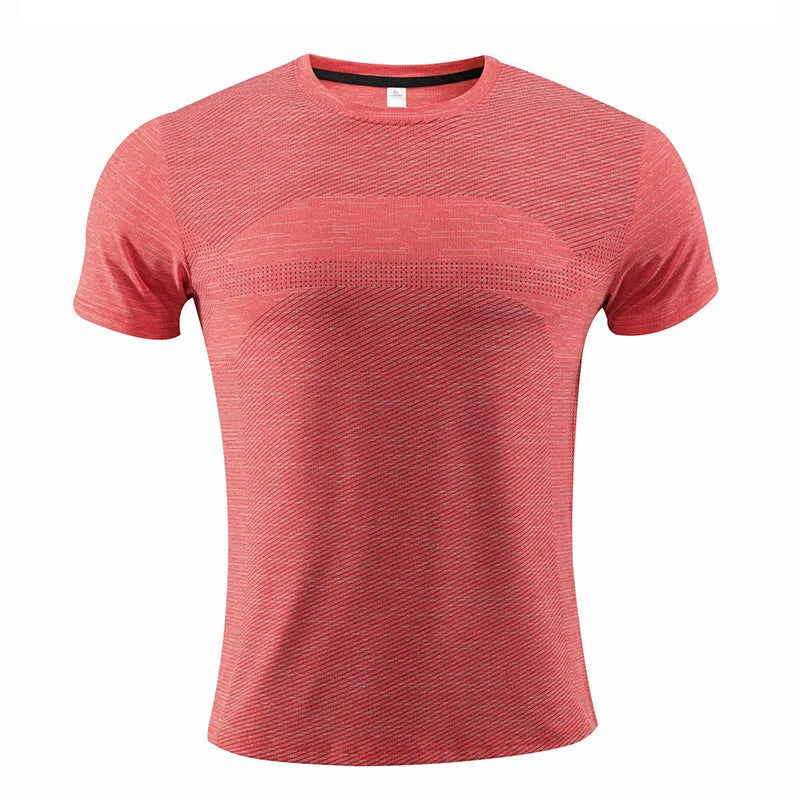 Polyester spandex short sleeve sports t-shirt for running and basketball in red colour