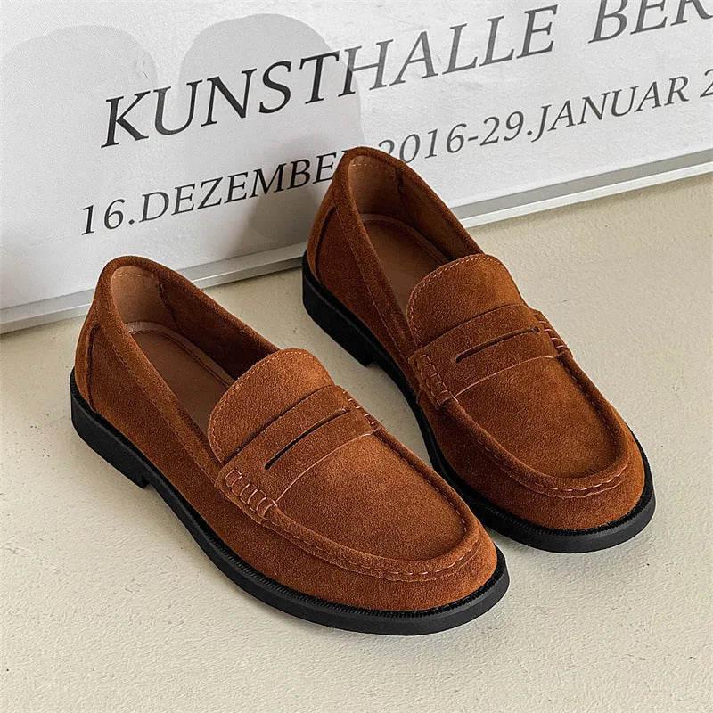 Men's slip-on casual shoes in retro style with PU microfiber upper and rubber sole
