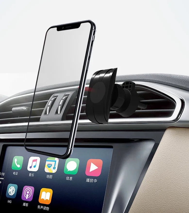 Glory black car phone holder mounted on vehicle air outlet with adjustable clamping mechanism for smartphones