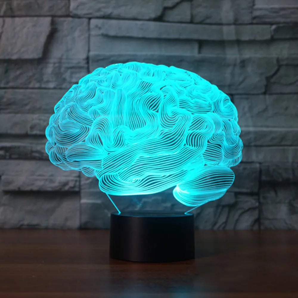 3D acrylic LED desk lamp with remote control showing colour change illumination