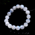 Natural moonstone blue moonlight round bead bracelet with geometric polished beads