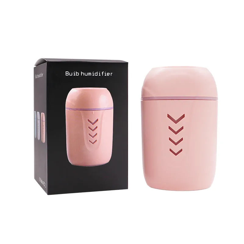 Portable columnar car humidifier with mechanical controls and USB cable in blue colour