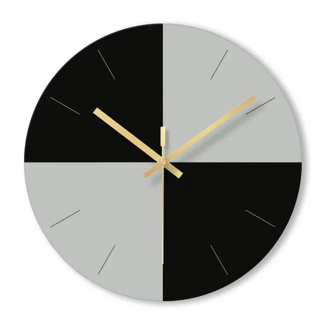 Minimalist round transparent tempered glass wall clock with silent movement on a white wall.