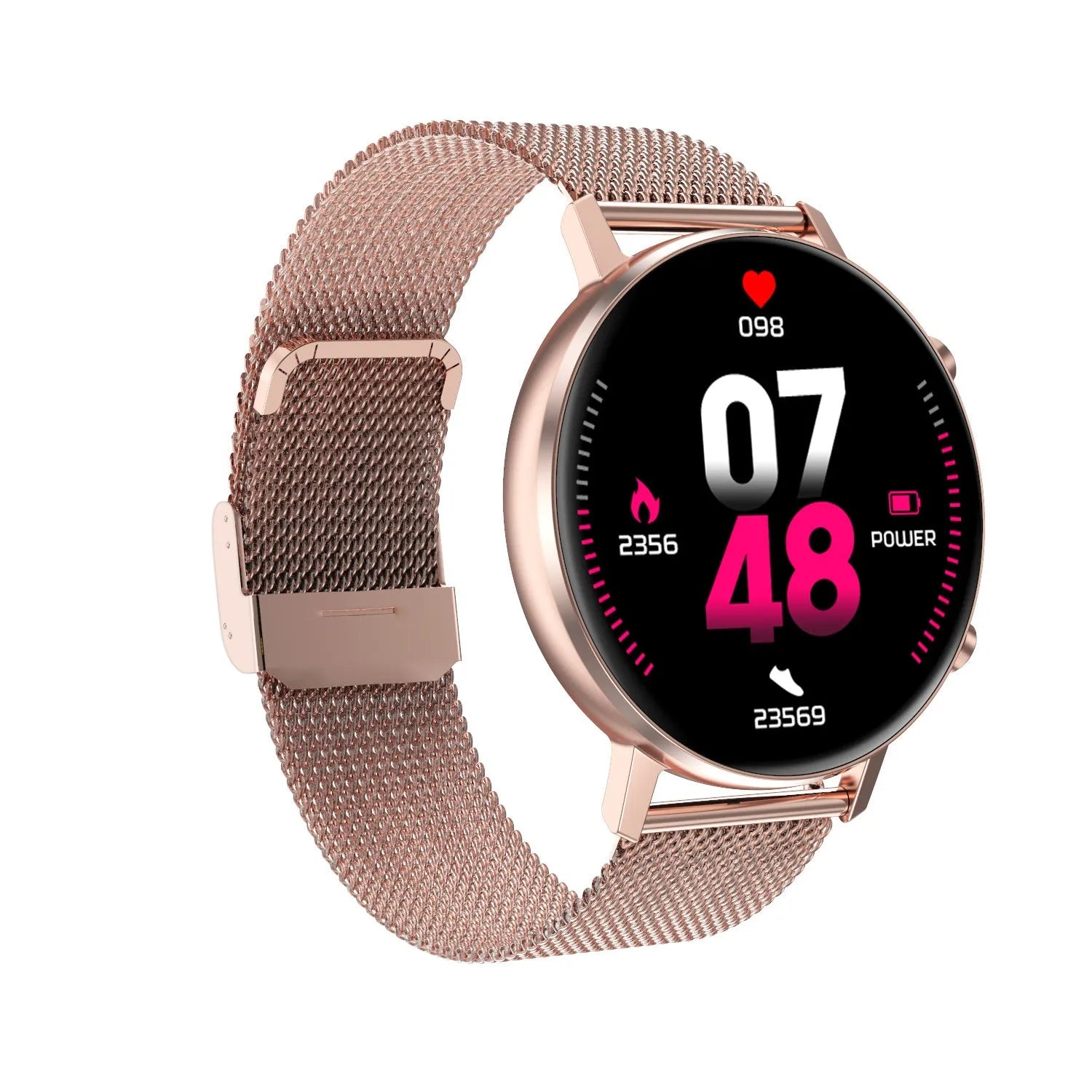 DT96 smart fitness tracker bracelet with steel strap and 1.3 inch colour display screen