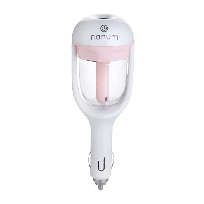 Compact blue car humidifier with 180-degree rotation for vehicle air freshening and humidification