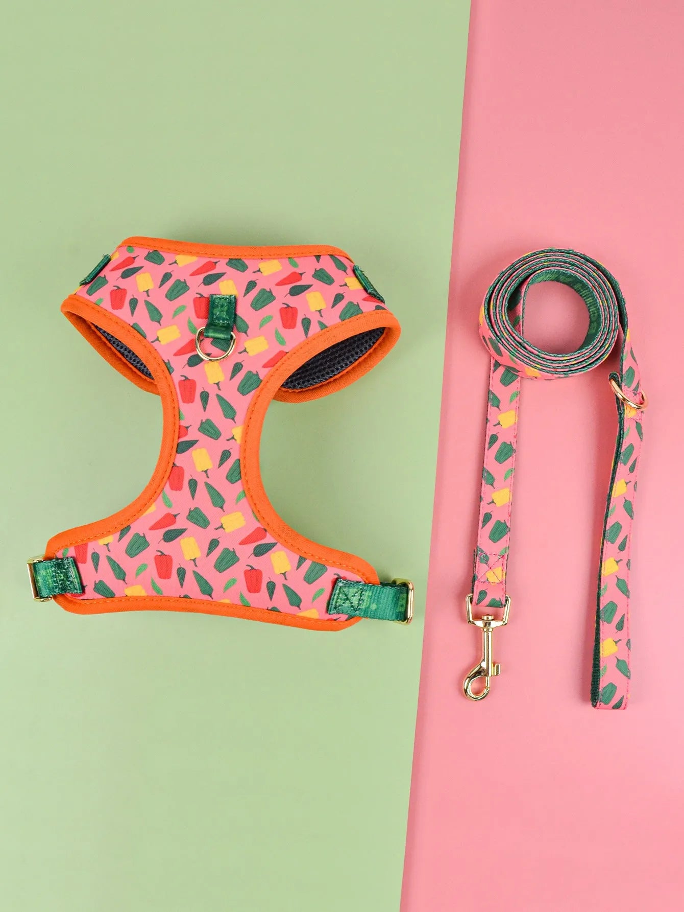 Polyester dog haulage rope and chest-back harness set in multiple colours for medium and large breeds