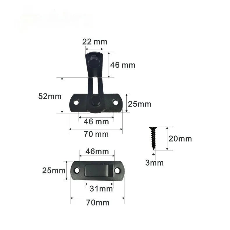 Warehouse hook sliding door lock in stainless steel or carbon steel with 90-degree latch mechanism