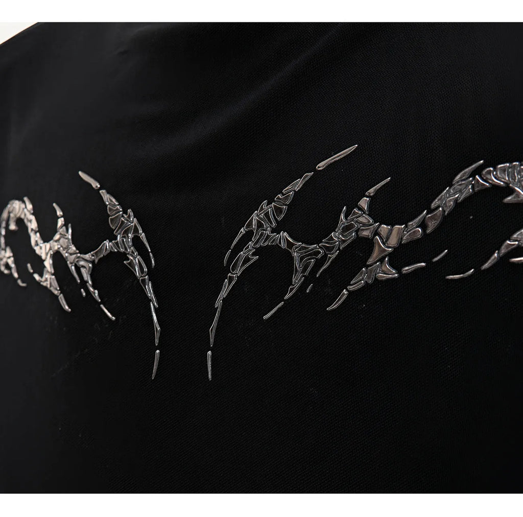 Man's black slim-fit long sleeve mesh shirt for gym wear and training.